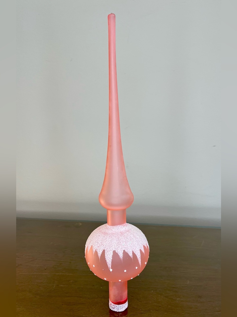 Vintage Christmas Tree Topper Blown Glass Finial Pink-Mica Glitter- WGermany MCM - Picture 7 of 16
